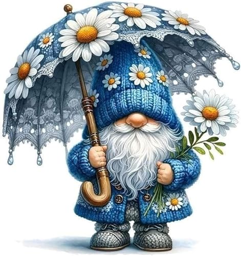 Image of Gnome Cross Stitch Kits for Adults Beginner,Flower Counted Cross Stitch Kits Printed Stitching Cute Patterns Dimensions Needlepoint Art Crafts Embroidery Kits for Adults Beginners (13.7x13.7 inch)