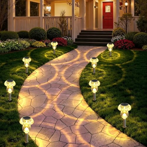 Solar Lights Outdoor Mushroom Waterproof Garden Pathway (Warm White)