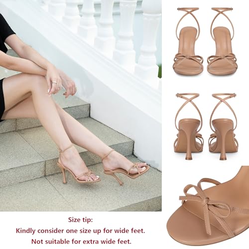 Image of iiimmu Women's Bow Heels 4 IN Stiletto Heeled Sandals for Women | Round Open Toe
