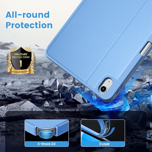 CACOE Case for iPad (A16) 11th/10th Generation (2025/2022) 11/10.9 inch with Pencil Holder, Book Tablet Cover Folio Stand (Sky Blue) - Image 5