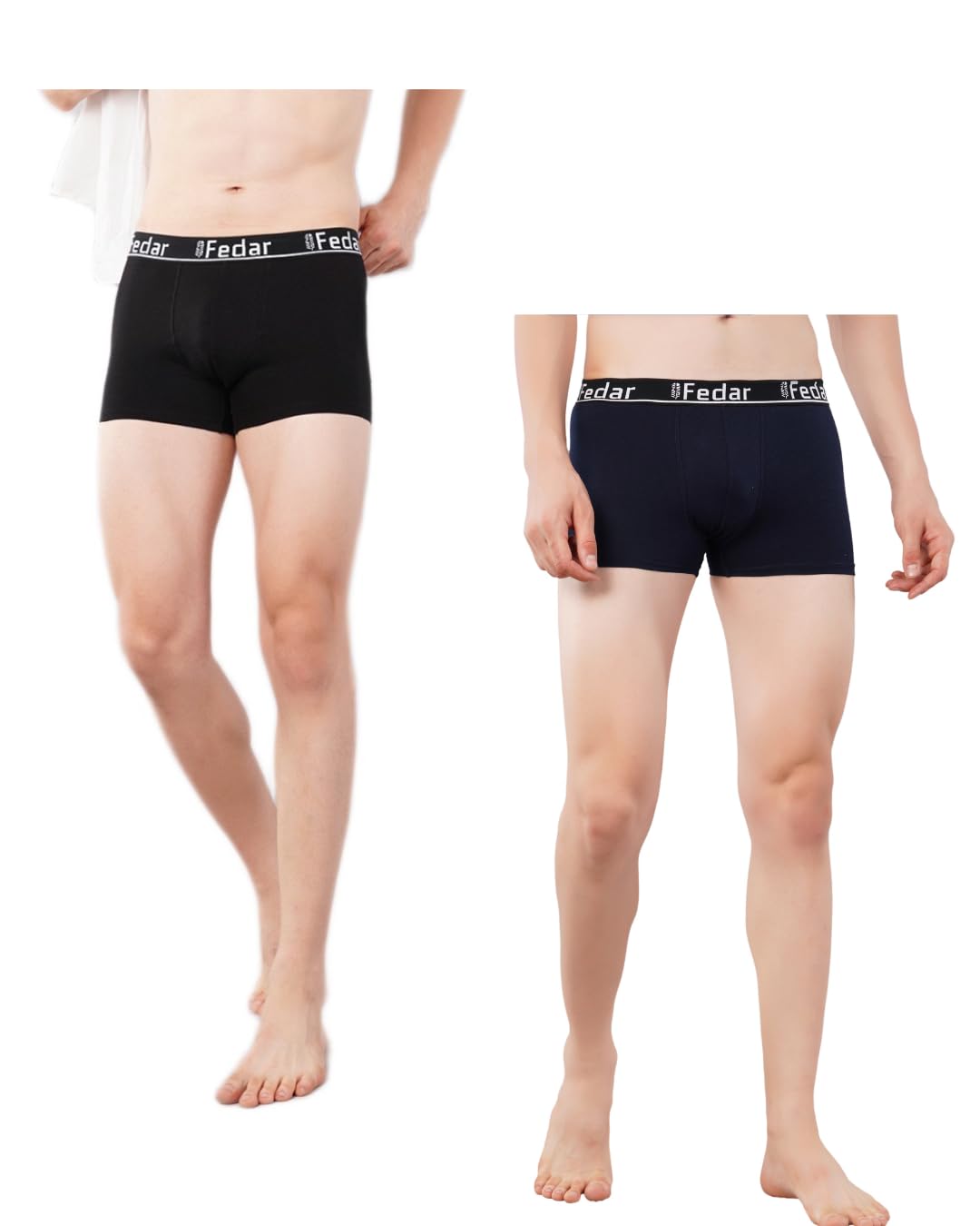 Regular Fit Stretch Cotton Solid Trunks for Men| 2 PC Pack-image-44