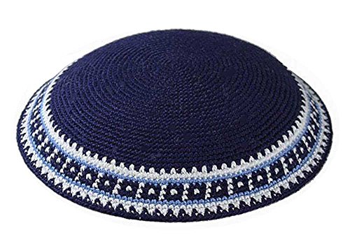 Zion Judaica Knit Quality Kippot Bulk Packs or Single Pieces Free Clips (1PC, Classic Blue Supreme Quality)