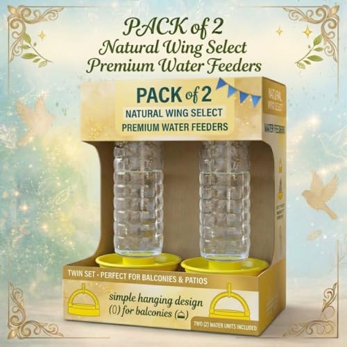 Image of Bird Feeder and Waterer Set with Hanging Brackets - 2-in-1 Wild Bird Feeding Station for Outdoors - Weatherproof Seed Dispenser & Hydration Kit for Garden, Patio & Balcony (2 Pack Water)