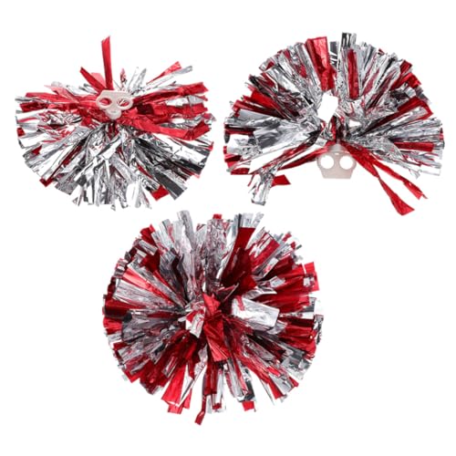 BESTonZON 3Pcs Cheerleading Pom Poms Metallic Foil Cheer Props for Dance Performance Sports Events Competitions Bright for Spirit