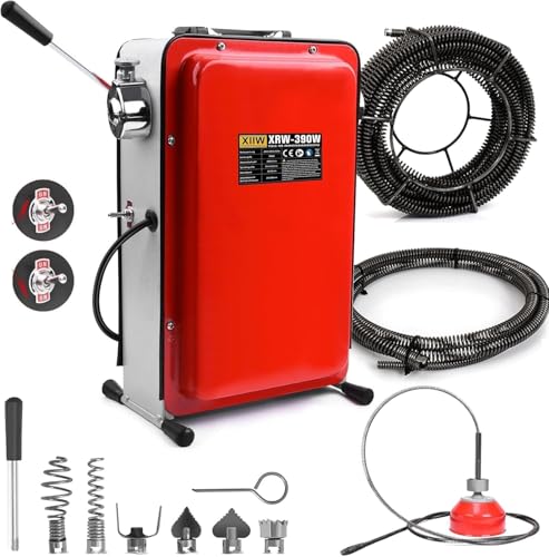 16mm 14 5M Spirale 390W Elektrisch Rohrreinigungsmaschine für Ø20-100mm Rohrleitungen Rohrreinigungsgerät 450U/min Rohrreinigungsspirale Ø8mm 10M Rohrreiniger Abflussreiniger Reinigung Drain Clean