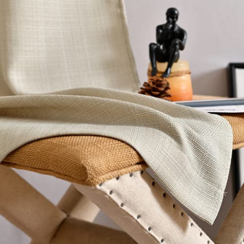 Lazzzy Faux Linen Curtains Cream Light Filtering Curtains 96 Inch Long Off White Privacy Curtains Farmhouse Modern Grommet Linen Textured Window Drapes For Living Room Bedroom 2 Panels Heathered Beige #TOP6