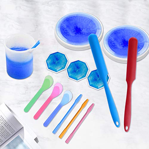 BEATURE-12-Pieces-Silicone-Stir-Sticks-Kit-Silicone-Applicator-Brushes-Silicone-Stirring-Bars-Stirring-Spoons-Silicone-Spatulas-for-Paint-DIY-Crafts-Mask-Mixing-Resin-and-Epoxy-Mixing