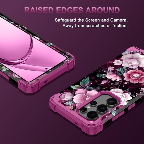 Rancase for Galaxy S25 Ultra Case,Three Layer Heavy Duty Shockproof Protection Hard Plastic Bumper +Soft Silicone Rubber Protective Case for Samsung Galaxy S25 Ultra 5G,Glow in The Dark-Plum Red - image 5