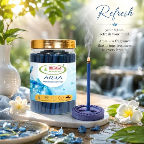 Image of Betala Fragrance Aqua Dhoop Sticks 200g | Dhup Batti | Dhoop Batti | Agarbatti Without Bamboo | Charcoal Free Incense Sticks | Fresh Aqua Fragrance | Approx. 70 Sticks