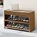 QMMD Panca Portascarpe Rustica per Ingresso, Organizer per Scarpe Panca Scarpiera in bambù, Panca per Scarpe Marrone Fattoria con Sedile Imbottito per Armadio Ingresso Soggiorno-B 70x29x46cm(28x1