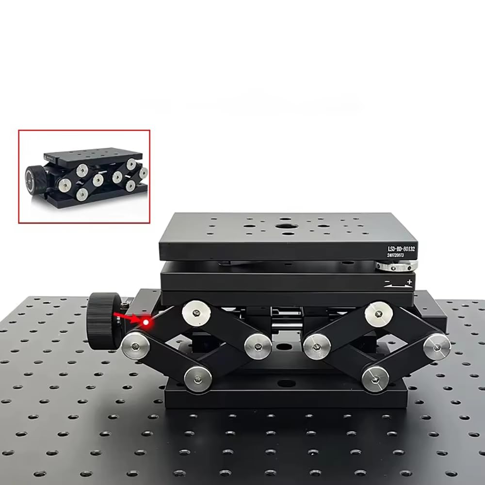 Plataforma Elevadora de Precisión en el Eje Z, Gato de Laboratorio Manual, Plataforma de Ajuste Lineal con Accionamiento Micrométrico mediante Tornillo, Capacidad de Carga de 15 KG