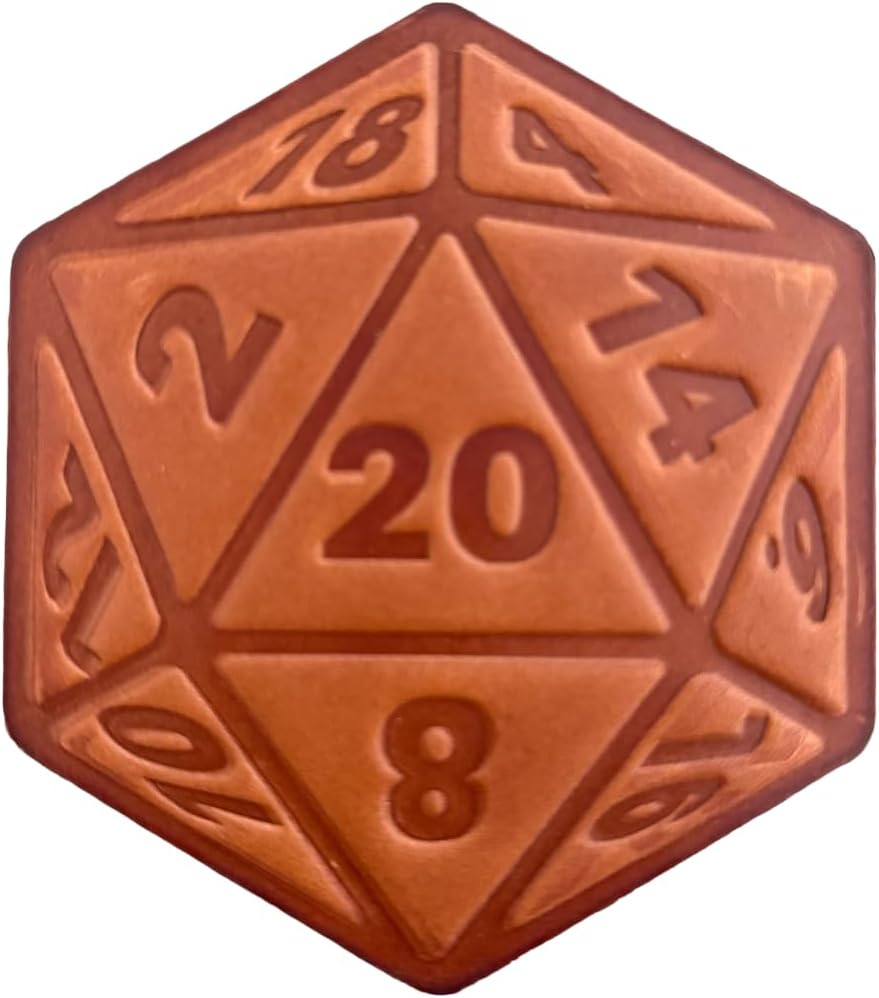 D20 Leather Coasters Set of 4 – Premium Hexagon 20 Sided Dice Coaster for Tabletop Gaming, Dungeons & Dragons, RPG Dungeon Master Gifts, Gift for Him, Gamer Gift, Full Grain (SET of 4 Coasters)