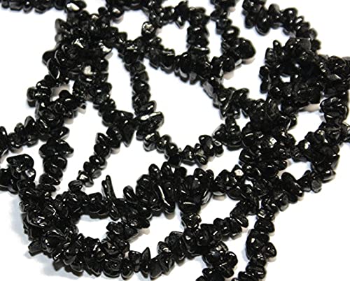 Spinelle noire en éclats au fil de 20cm pour fabriquer vos propres bracelets en pierres naturelles