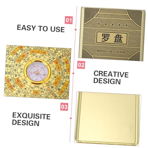 Brújula tradicional Feng Shui metálica 10cm cuadrada miniatura 7