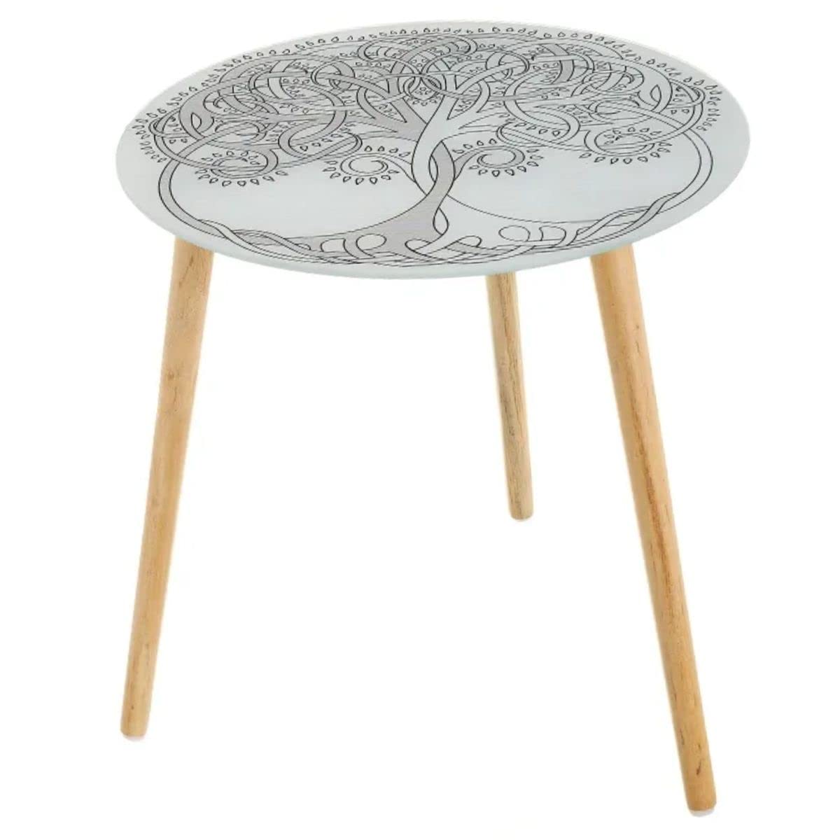 Table d'appoint en verre blanche gain de place pour petit espace