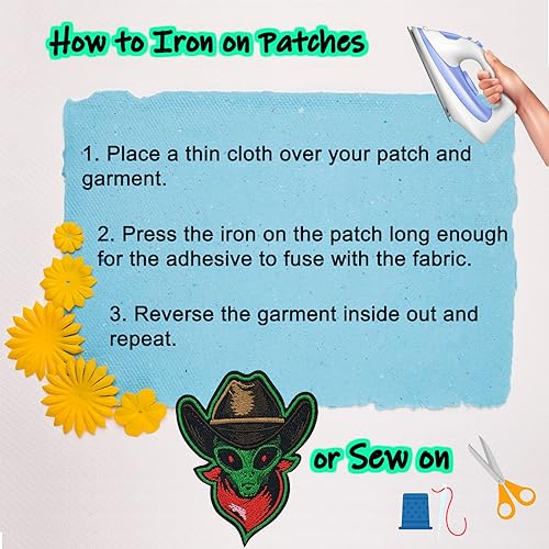 Wikineon Iron On Patch, Alien Ufo Patch, Funny Cartoon Embroidered Badge Iron/Sew On Applique Repair Patch thumb #6