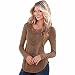Women's T-Shirt,Laimeng Slub Cotton Loose Long Sleeve Tops Blouse Shirt Casual Hollow Crochet T-Shirt (M, Coffee)
