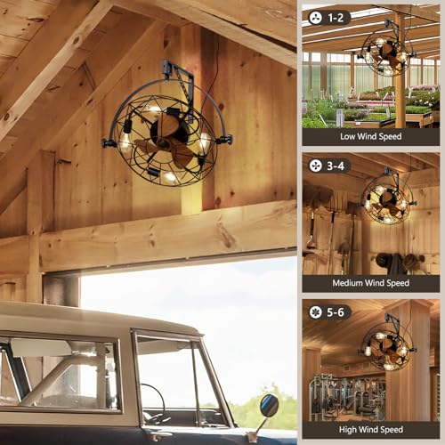 Moooni 21 Inch Fansconce, Garage Ceiling Fan With Remote And Lights, Adjustable Tilt And 6-Speed Plug In Wall Mounted Fan thumb #3