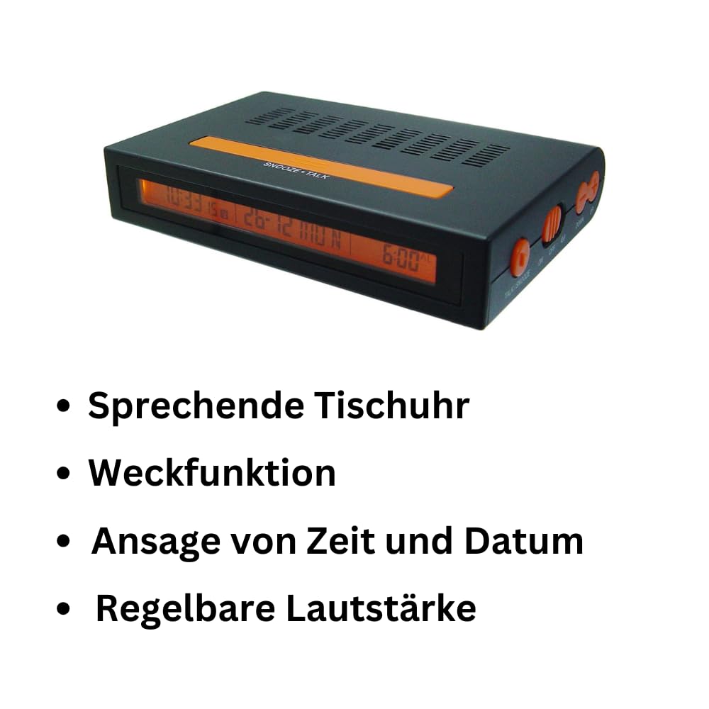 Marschall Deutsch sprechender Funkreisewecker I 1020 I Digitaler Wecker I Ansage von Zeit und Datum I Stündliche Zeitansage I Perfekt für Senioren, Blinde und Demenzkranke