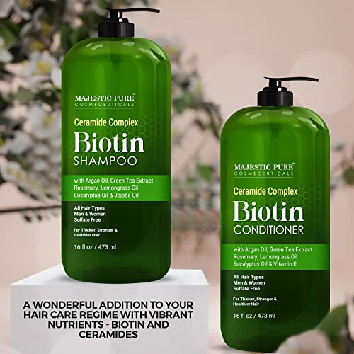 Majestic Pure Biotin Shampoo And Conditioner Set - With Essential Oils & Ceramides - Helps Hair Growth thumb #1