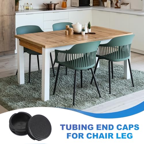 Image of PATIKIL 2 Inch Plastic Tubing End Caps, 20 Pcs Round Hole Plug Insert for Round Iron Pipe Chair Leg Table Bookshelves Patio Furniture, Black