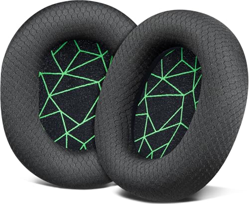 Image of SOULWIT Replacement Earpads for SteelSeries Arctis 1 /3 /5 /Arctis 7 /7+ /7P /7P+ /7X /7X+ /9 /9X /Pro /Prime(Do Not Fit Any Arctis Nova) Headset, Ear Pads Cushions with High-Density Foam - Black(Green Line)
