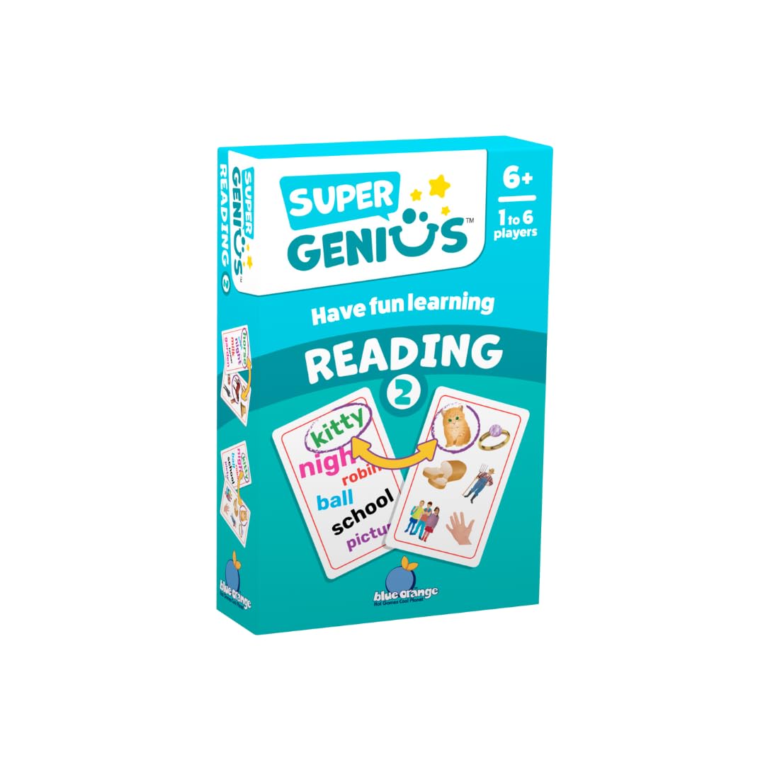 Super Genius Reading 2 - Tabletop Card Game, Fun Flash Card Concentration Matching Game for Kids, Ages 6 and up, 1-6 Players, Teacher Approved, Increase Your Vocabulary, by Blue Orange Games