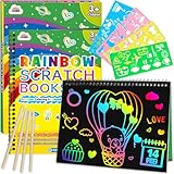 ZMLM Scratch Paper Art Craft: 2 Pack Rainbow Scratch Set for...