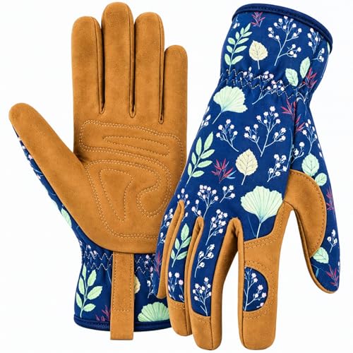 WOHEER Leather Gardening Working Gloves for Women...