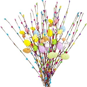 33pcs Artificial Easter Spray Vine with Pastel Easter Eggs and Berries - Decorative Spring Floral Stems - Easter Egg Twig Branches for Floral Arrangement - Centerpiece Wreath Decoration 33pcs Artificial Easter Spray Vine with Pastel Easter Eggs and Berries Decorative Spring Floral Stems Easter Egg Twig Branches for Floral Arrangement Centerpiece Wreath Decoration