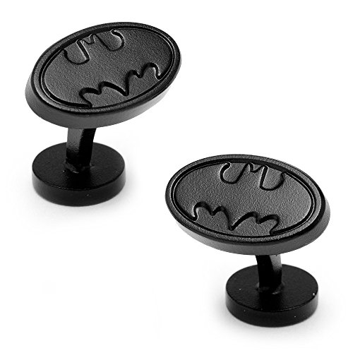 DC Comics Satin Black Batman Logo Cufflinks, Officially Licensed2