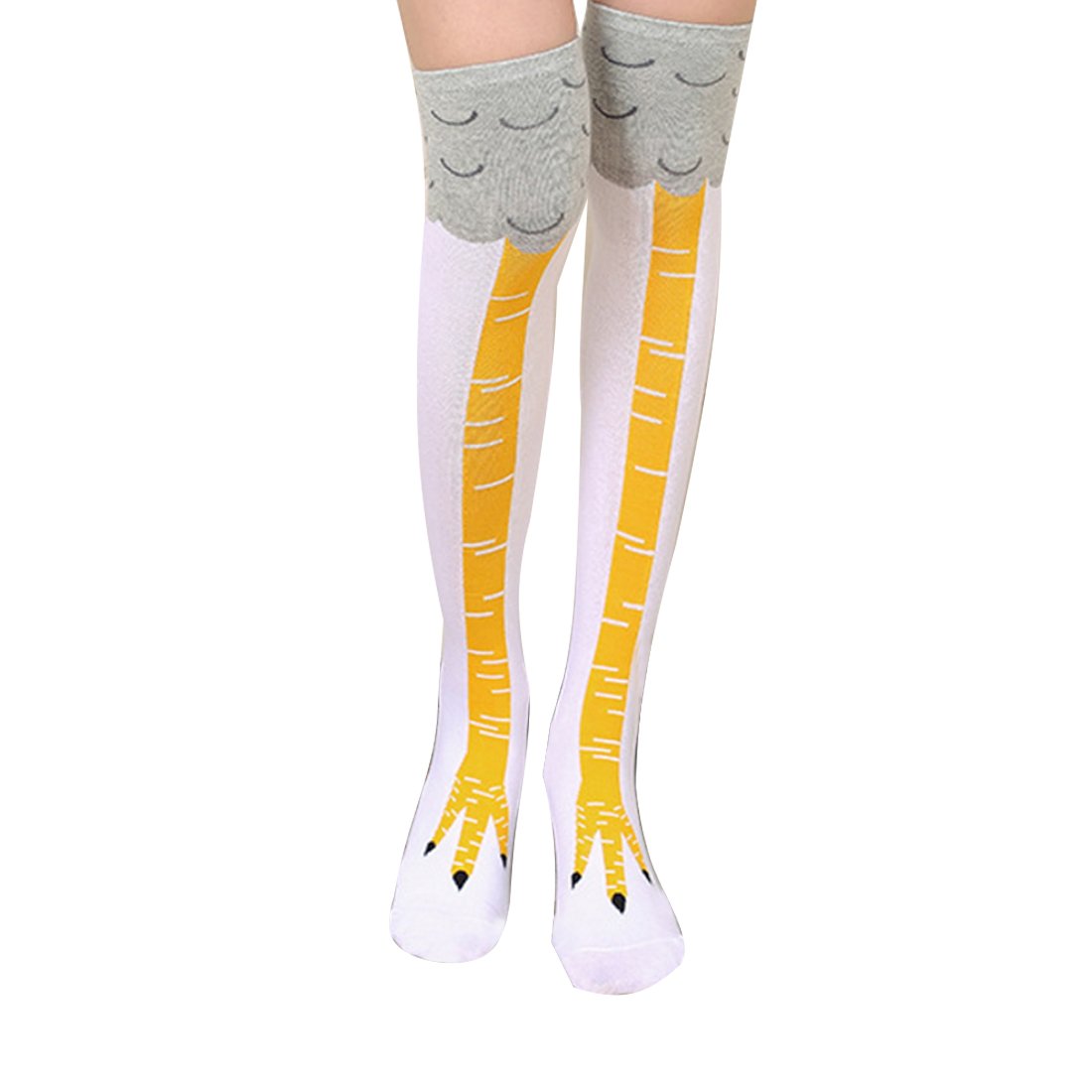 YOGINGOChicken Feet Stockings,Funny Chicken Socks Women, Cotton Knee Thigh High Socks Novelty Pattern Athletic Socks for Women Girls Striped Cosplay Socks Funny Gifts