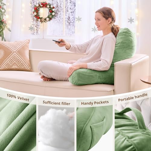 Image of Sasttie Reading Pillow for Bed, Back Pillow for Sitting Up, Sage Green
