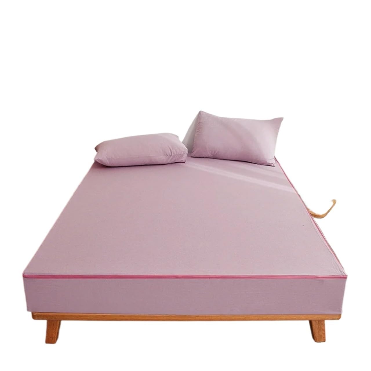 ZIHDKE 1pcs Cotton Zippered Mattress Protector Breathable Cover & Encasement, 6-Sides Fully Enclosed Fitted Sheet for Tatami(Pink,90x200x30cm)