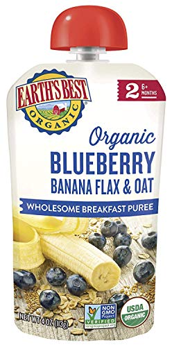 Earth's Best Organic Stage 2 Baby Food, Banana Blueberry Breakfast, 4 oz. Pouch