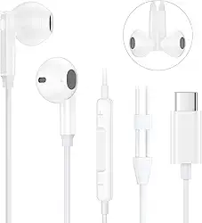 Fones de ouvido USB C para iPhone 17/Air/17 Pro/17 Pro Max/16e/16/16 Pro/16 Pro Max/16 Plus/15/15 Pro/15 Pro Max com microfone e controle de volume HiFi estéreo, fones de ouvido com fio tipo C