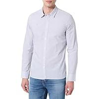 Teddy Smith Carton ML Chemise, Blanc/Motif Bleu, M Homme
