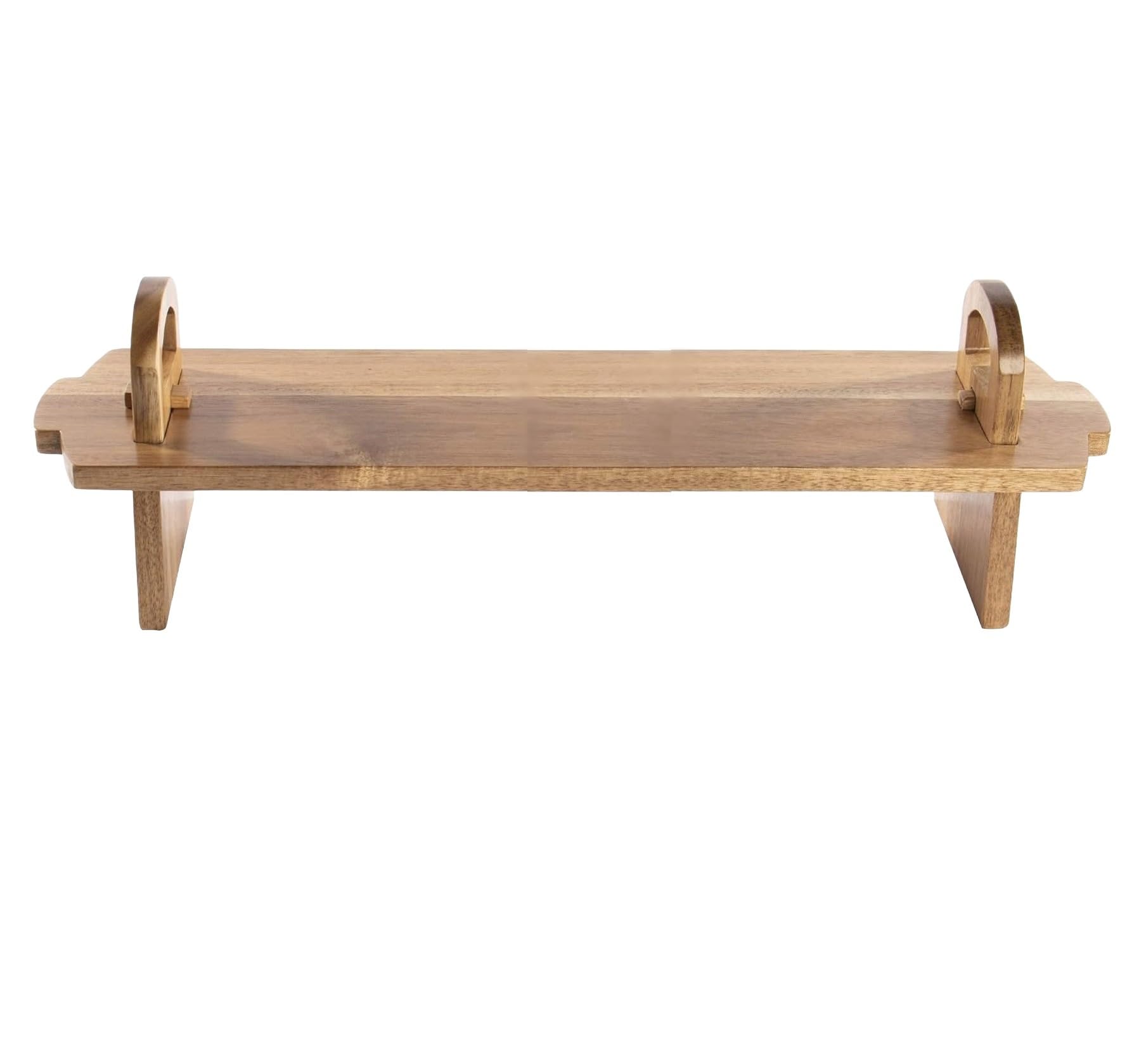 Large Acacia Wood Raised Serving Platter, Cake Stand and Charcuterie Board