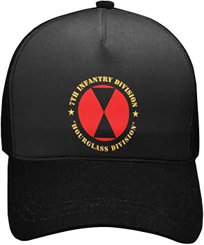 Baseball Cap E - Black - Army - 7th Infantry Division - Hourglass Division wo Bkgrd - IPrint