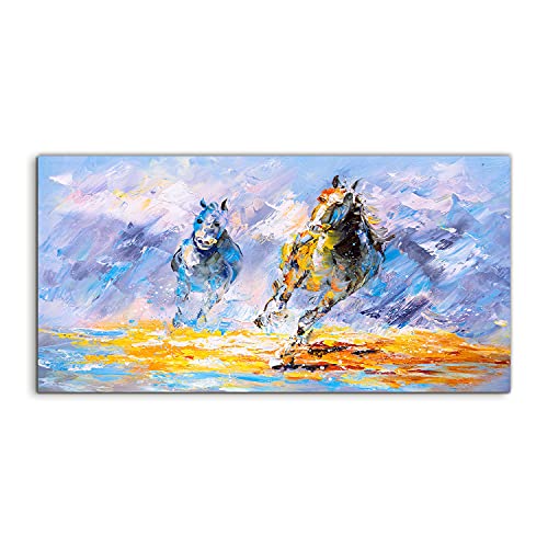 Tableau acrylique chevaux gallop 100x50cm décoration murale pour salon moderne