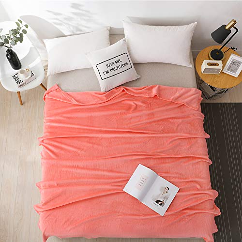 Image of NANPIPER Throw Blanket Ultra Soft Thick Microplush Bed Blanket-All Season Premium Fluffy Microfiber Fleece Throw for Sofa Couch(Twin Size 65 inch x 80 inch,Living Coral)