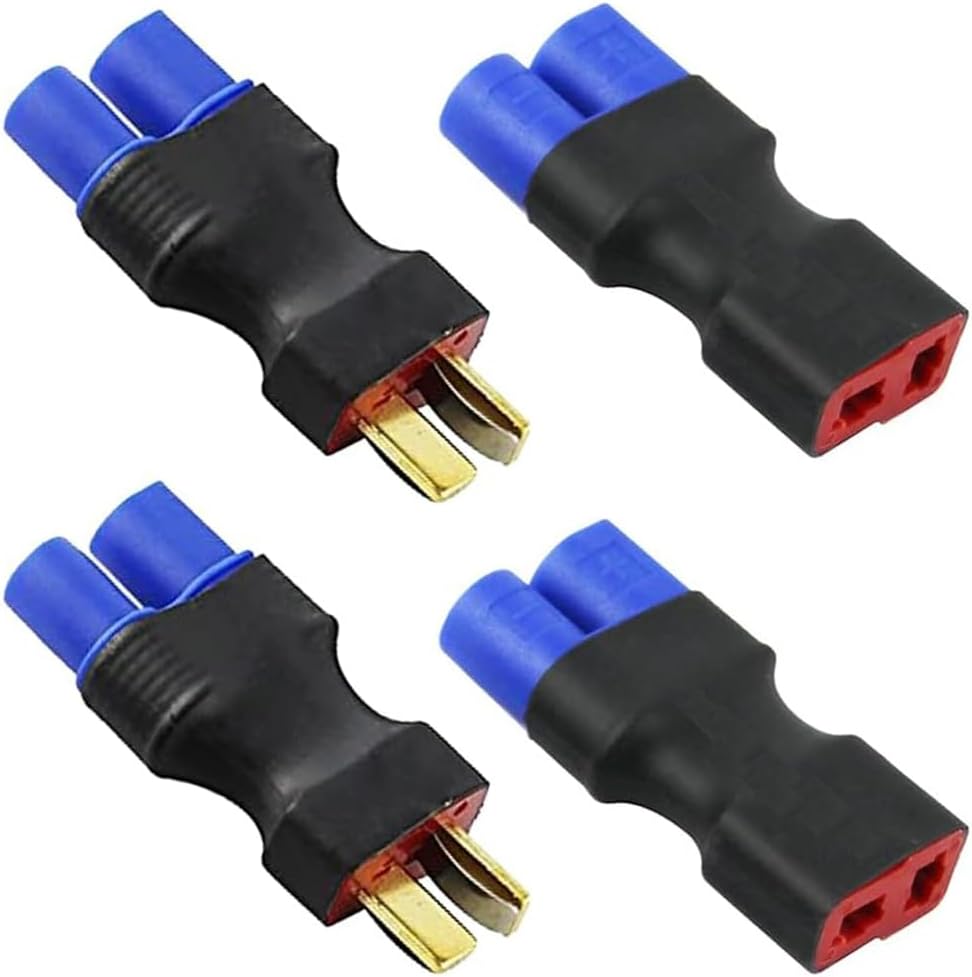 4pcs RC LiPo Battery Connector Adapter Compatible with EC3 to T Male Female Connectors ESC Charger
