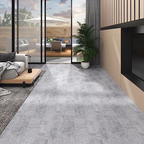 vidaXL PVC Laminat Dielen Rutschfest Vinylboden Vinyl Boden Planken Bodenbelag Fu&szlig;boden Designboden Dielenboden 5,26m&sup2; 2mm Zement-Grau