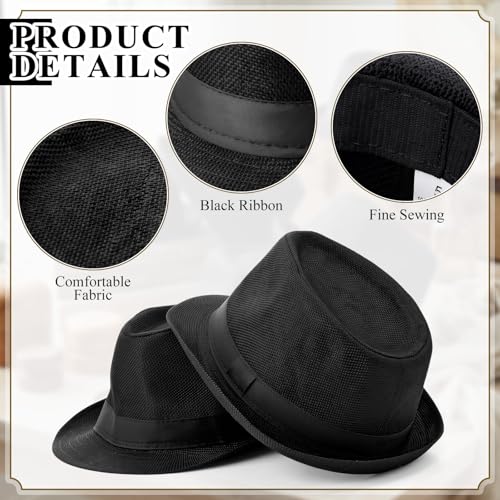 Image of JaGely 22 Pcs Straw Fedora Hats for Men Women Short Brim Panama Hats Bulk