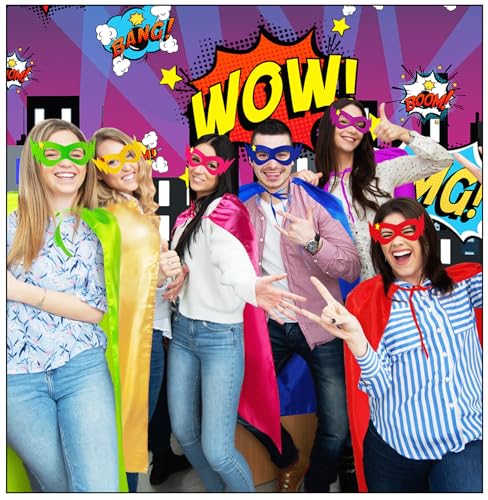 D.Q.Z Superhero-Capes and Masks for Adults Bulk 14 Pack Super Hero Halloween Group Costumes Women Men Team Spirit Party2