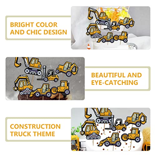 Abaodam 18Pcs Construção Excavadeira Tower Crane Cupcake Toppers Veículos Veículos Bolo Decoração de
