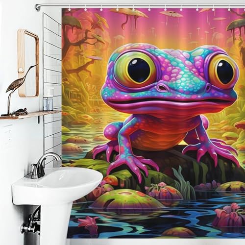Rideau de douche grenouille imperméable en polyester lavable 152x183cm - 6