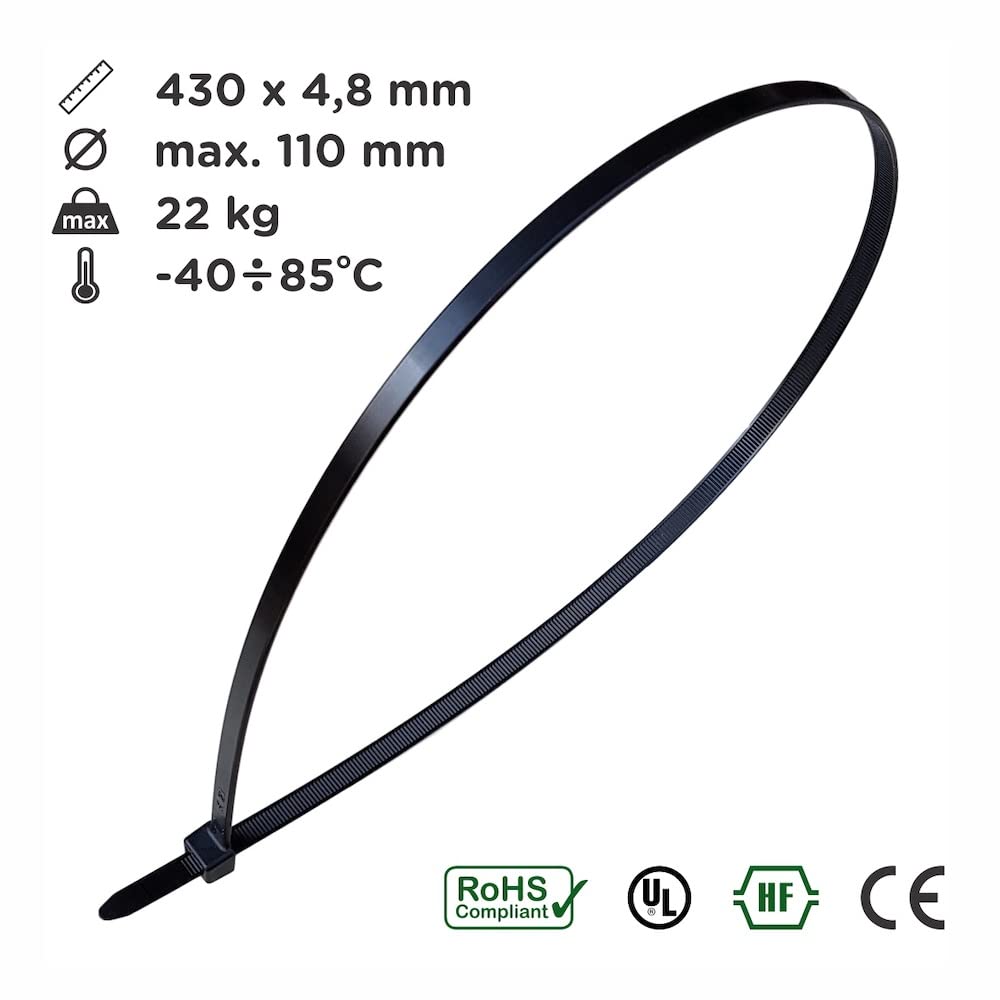 Lot De 100 Colliers De Serrage Schneider 430 Mm X 4,8 Mm - Attaches Pour Câbles