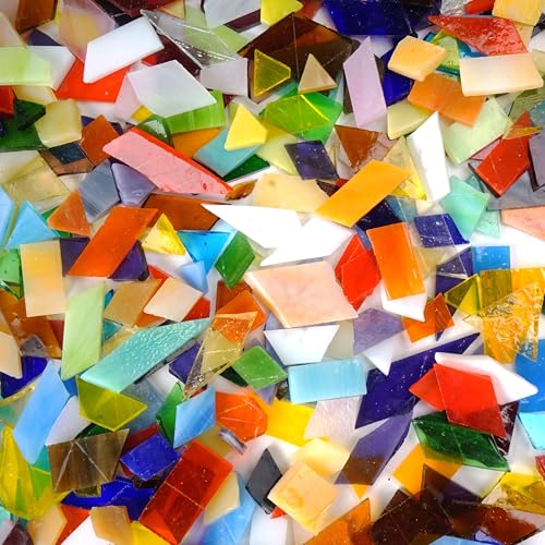 Samjobroad 3 LB Mosaic Glass, Irregular Mosaic Tiles for Crafts Bulk – Valued Pack with Large Assortment of Glass Mosaic Tiles for Beginners, Enthusiasts and DIY Mosaic Projects