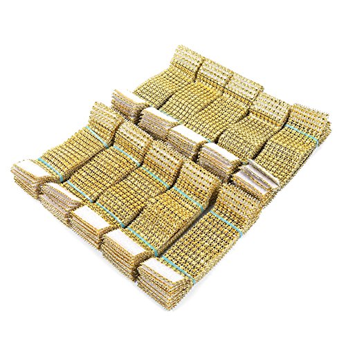 Fdit 50/100pcs 8 Rows Chair Sash Napkin Rings Diamond Mesh Wrap Ribbon 4cmX13cm 8 Rows Silver Golden Diamond Sparkle Rhinestone Wraps Napkin Rings(100 Pcs-Gold) - Image 2